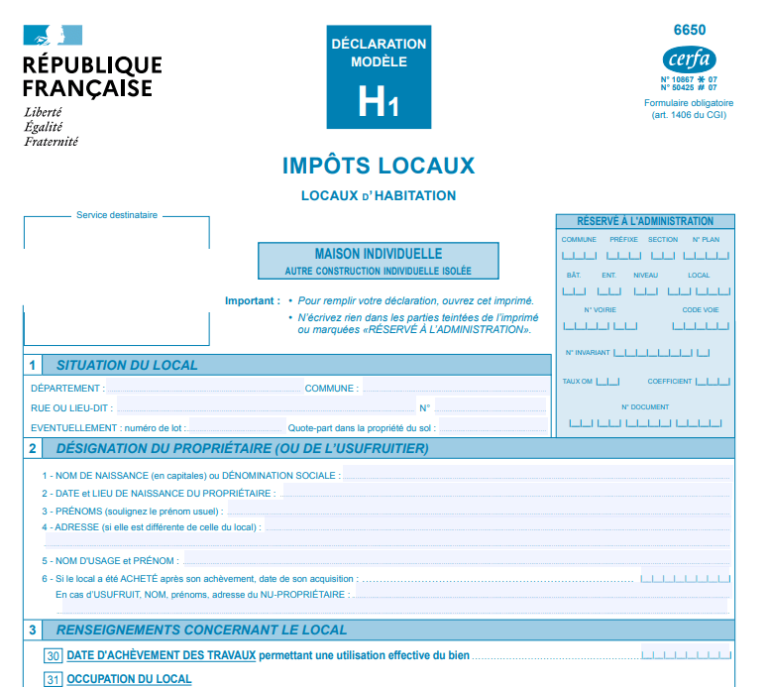 Comment remplir le FORMULAIRE H1 pour sa construction de maison