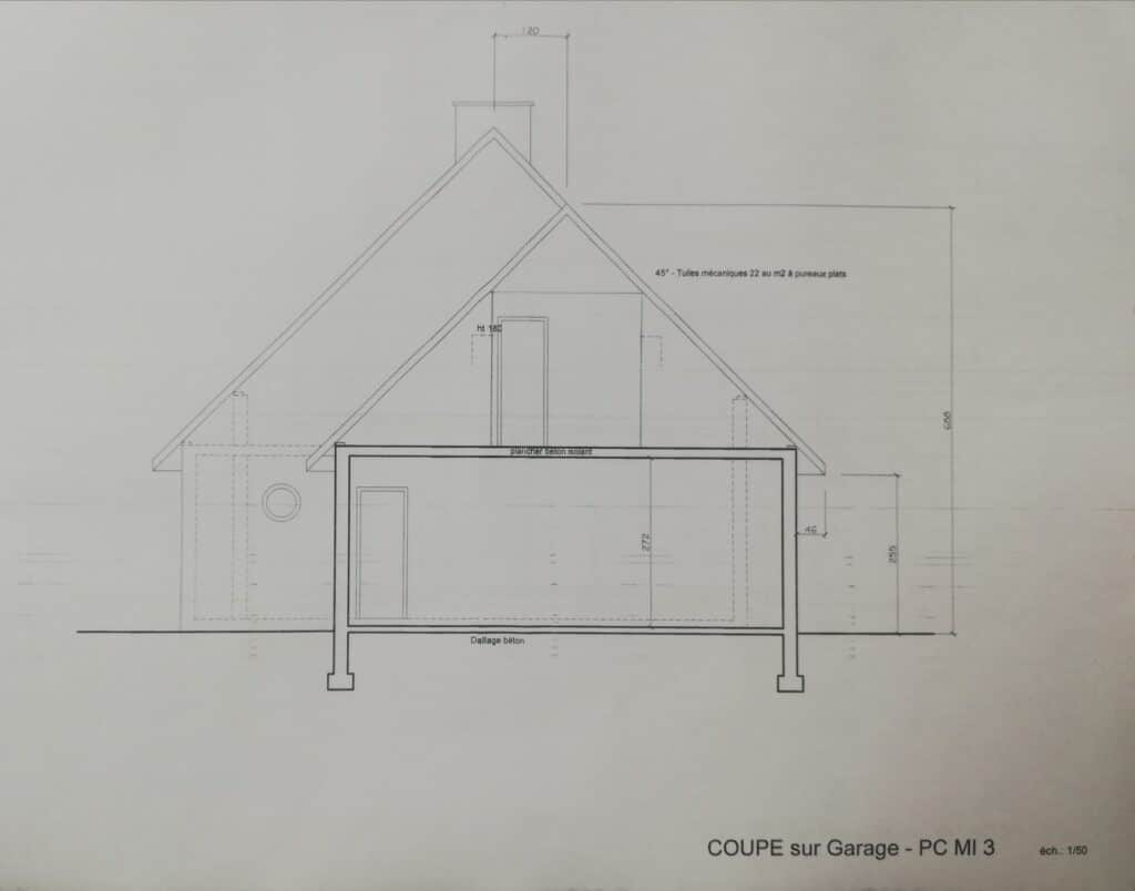 permis construire maison individuelle exemple annexe 3 coupe sur garage